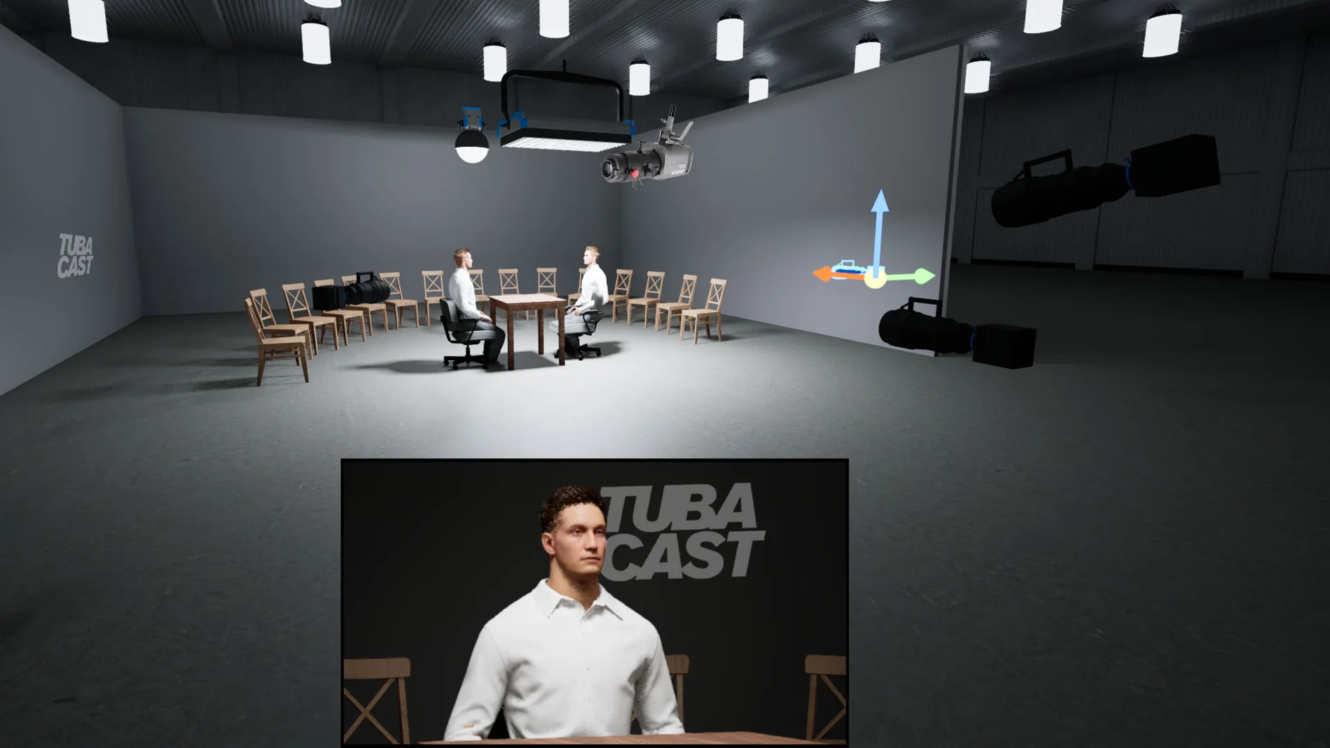 Simulação 3D da iluminação do Debate 1x13 do Tubacast