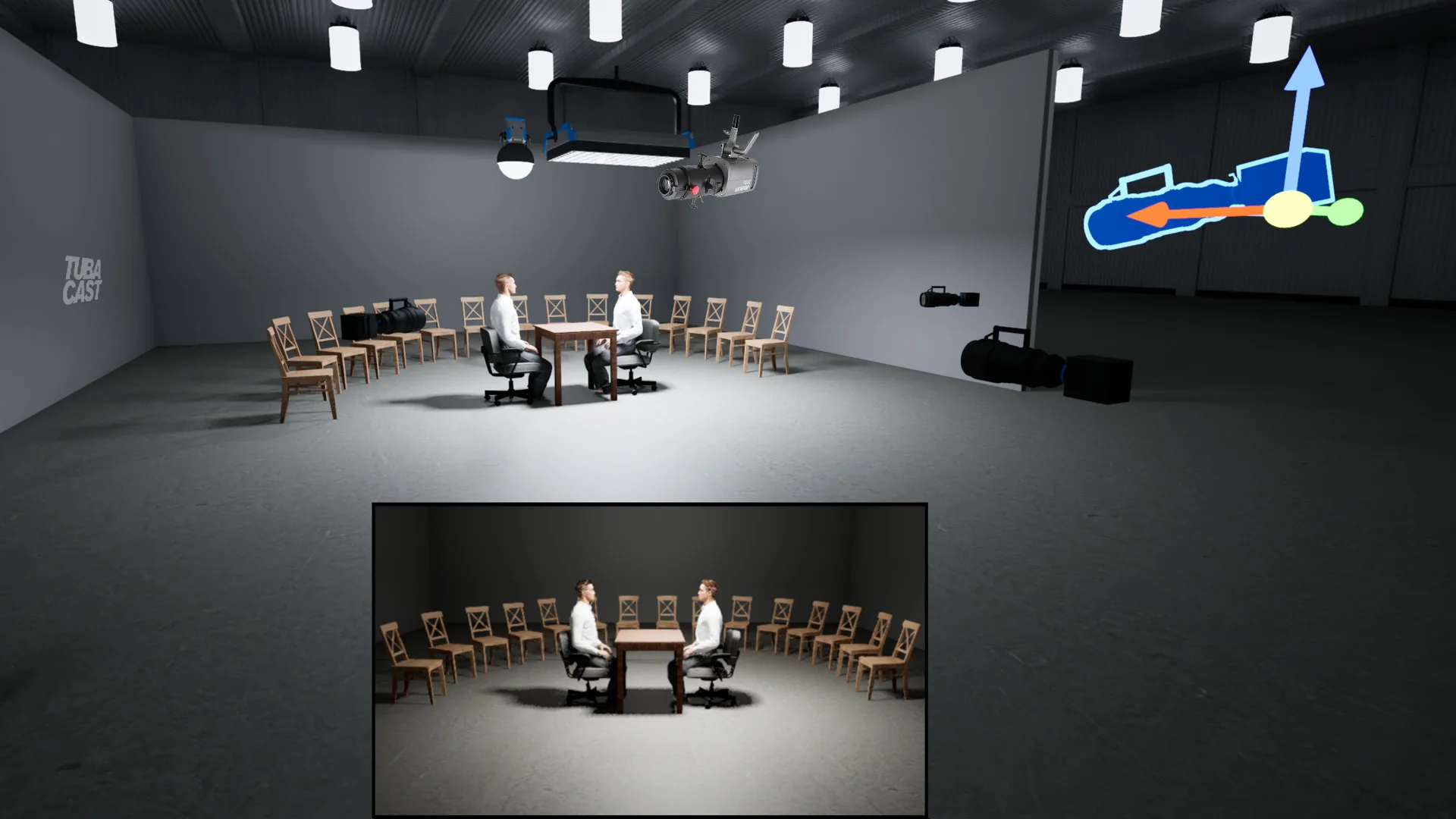 Simulação 3D para o debate do Tubacast — Susto Produtora