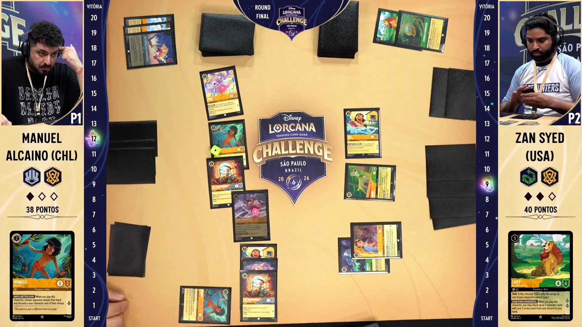 Gameplay do Disney Lorcana Challenge na transmissão